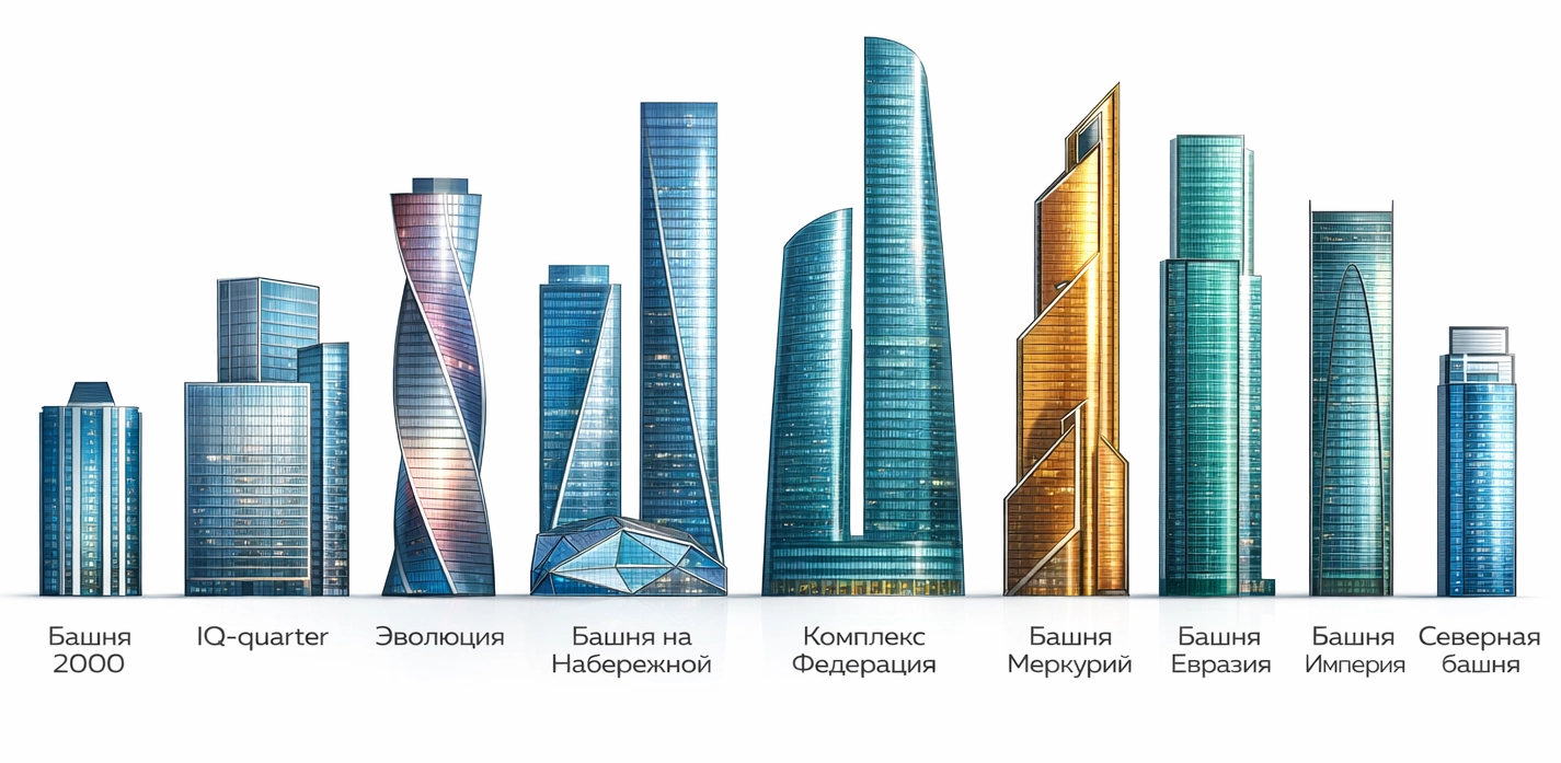 Все башни Москва-Сити