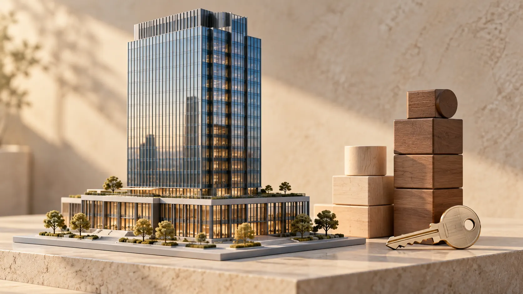 Commercial mortgage: an office tower model, a key and capital blocks